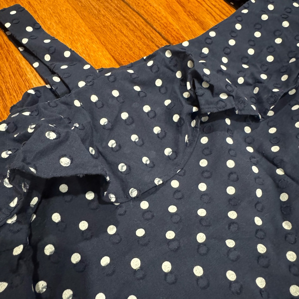 J Crew Navy Polka Dot Off-Shoulder Top - Picture 3 of 5